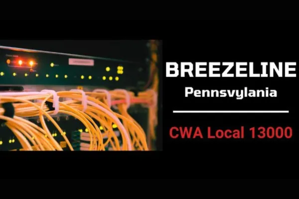 cords with Breezeline Pennsylvania CWA Local 13000 text