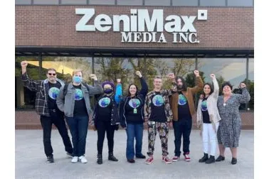 Zenimax workers in front of ZeniMax office