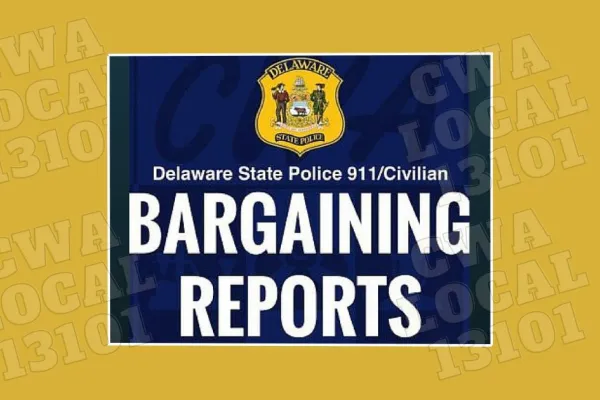 Delaware State Bargaining Reports in blue and gold