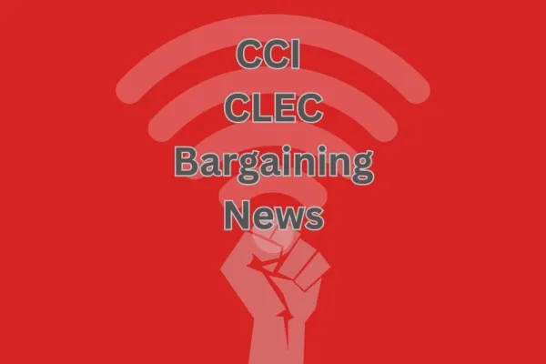 fist with internet symbol and text CCI CLEC Bargaining News