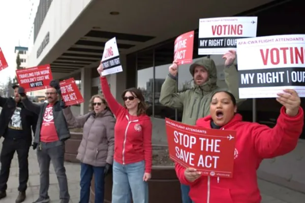 Flight Attendants in Alaska Protest SAVE Act