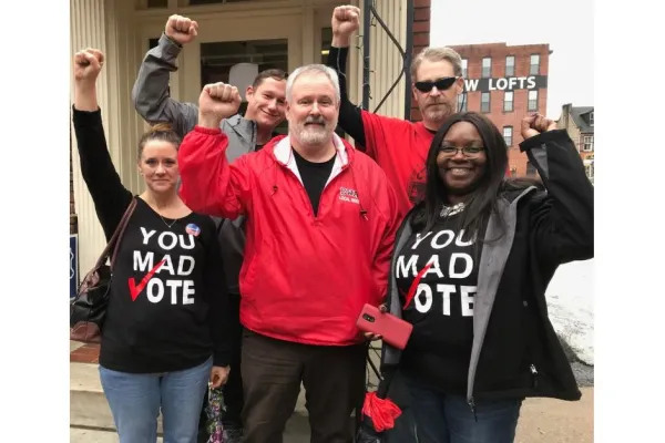 Five CWA members mobilizing voters