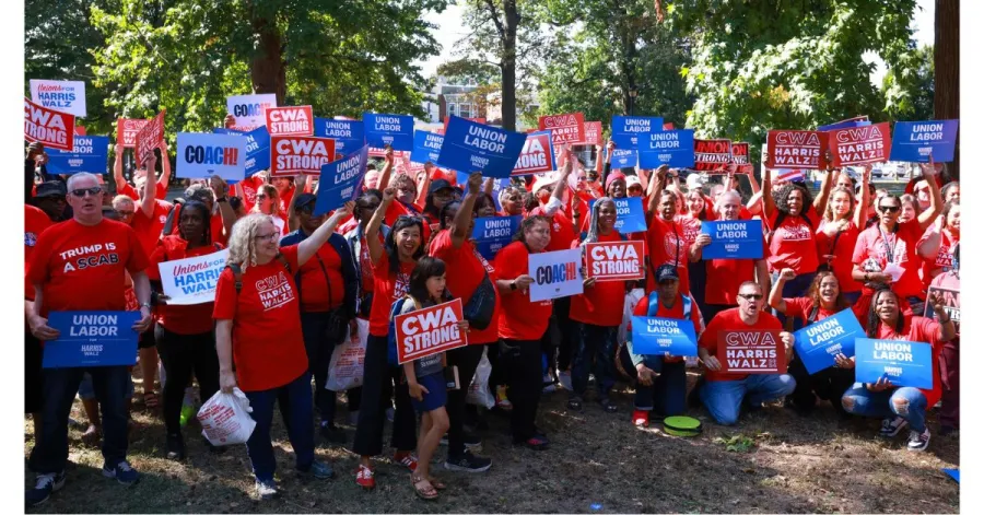 CWA members in red in Philadelphia to canvass