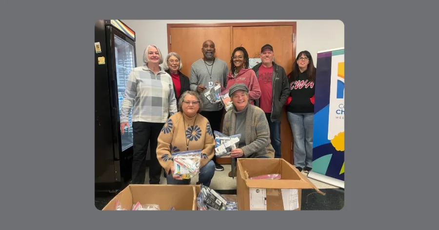 CWA WV activists with toiletry kit donations