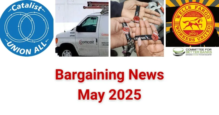 May bargaining news with catalist, comcast, airline and wells fargo logos