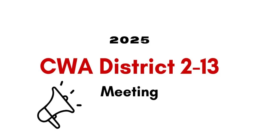 bullhorn with 2025 CWA District 2-13 Meeting text