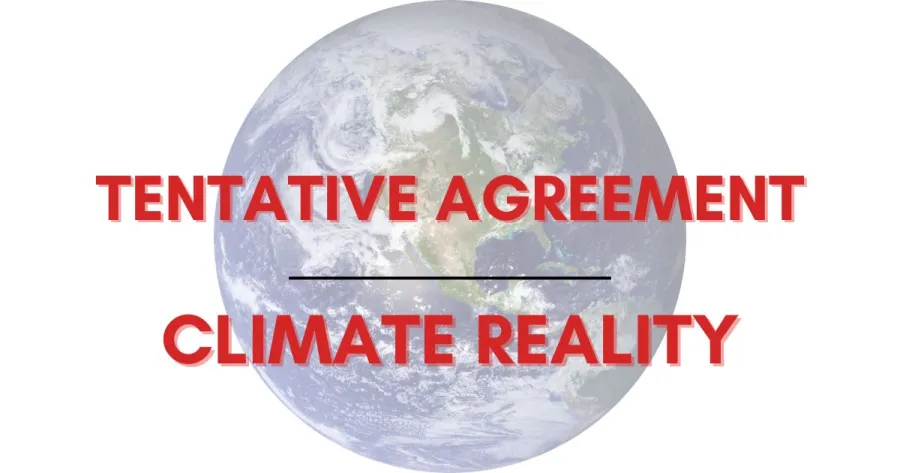 tentative agreement climate reality text with earth in background
