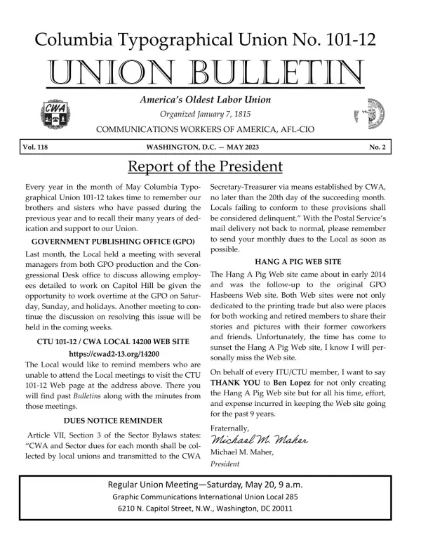 May 2023 bulletin page 1
