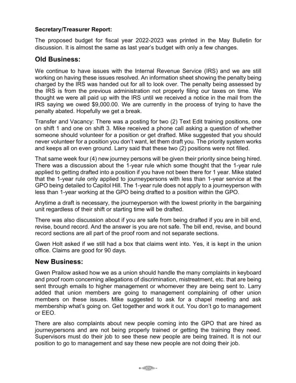 May 2023 CTU Union meeting minutes page 2