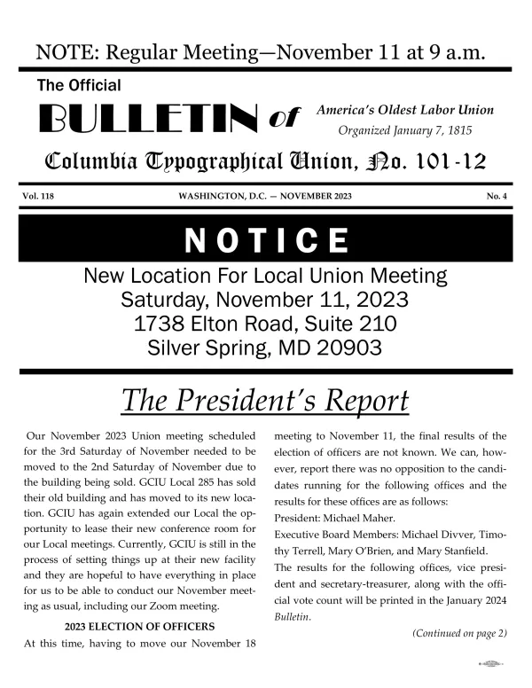 November 2023 bulletin page 1
