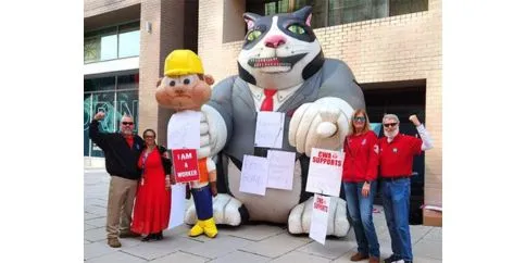 CWA picket outside AFGE with Fat Cat
