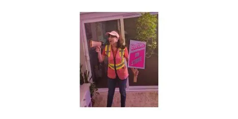ZeniMax Bargaining Team member in Union Barbie costume