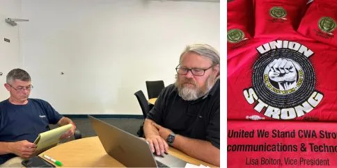 Brightspeed VA negotiators and Union Strong tee shirts