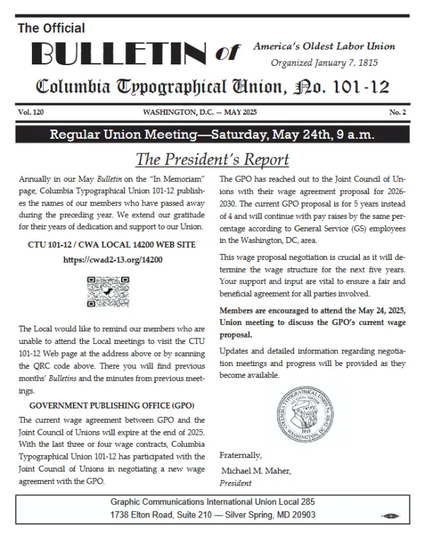 May 2025 Bulletin Pg 1