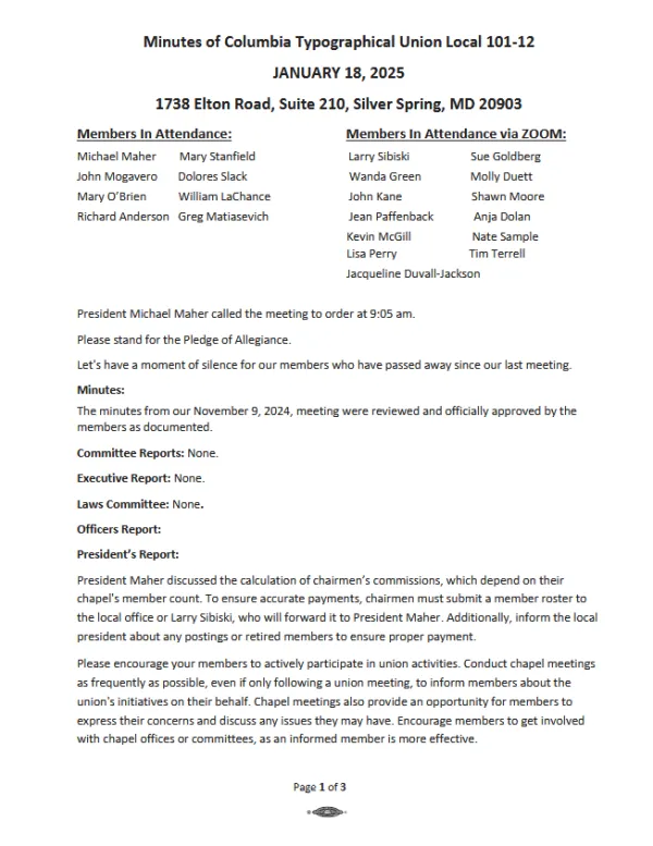 January 2025 Meeting Minutes pg 1
