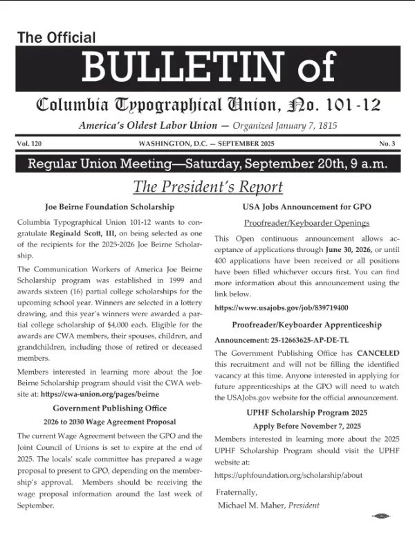 September 2025 Bulletin page 1