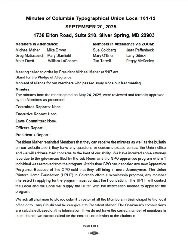 September 2025 minutes pg1