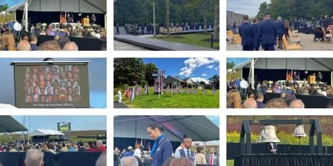 9 images of airline representatives at remembrance in Schanksville, PA